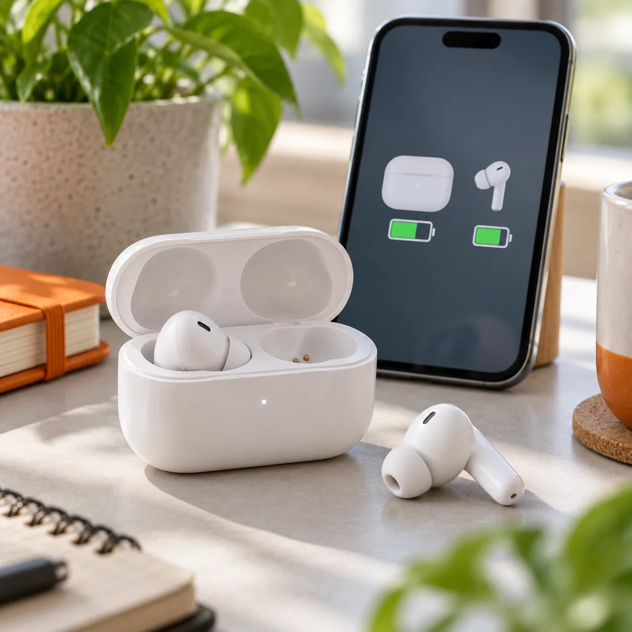 Bateria do estojo e dos fones: entenda o que cada indicação mostra