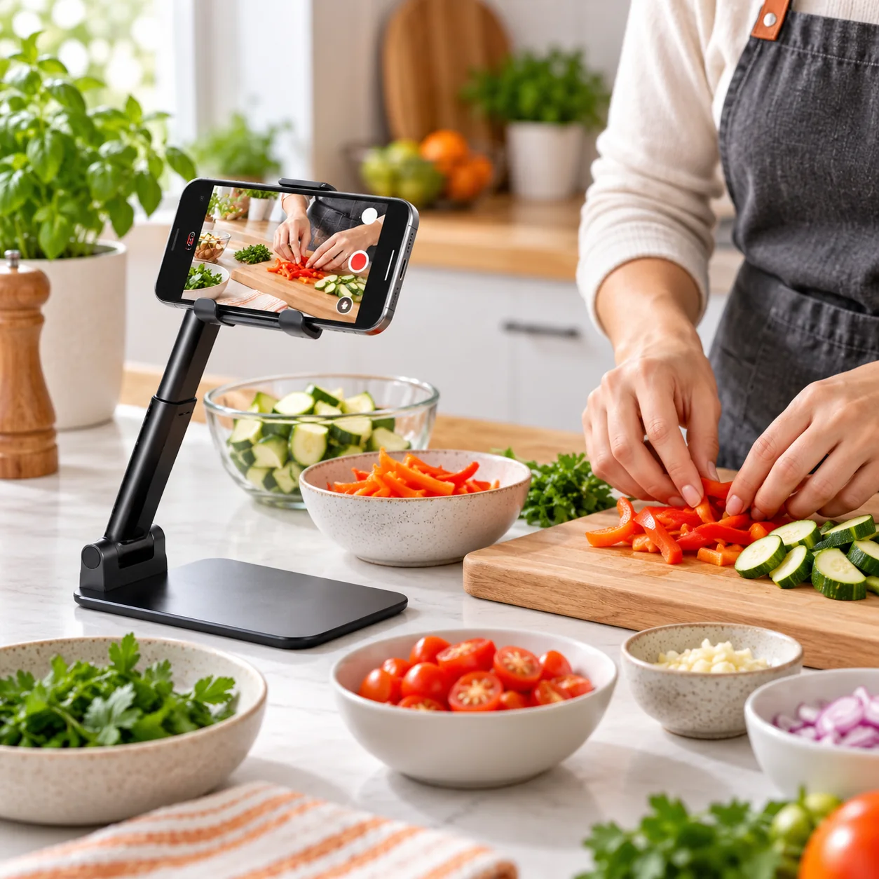Como planejar uma gravação de receita com o celular na bancada