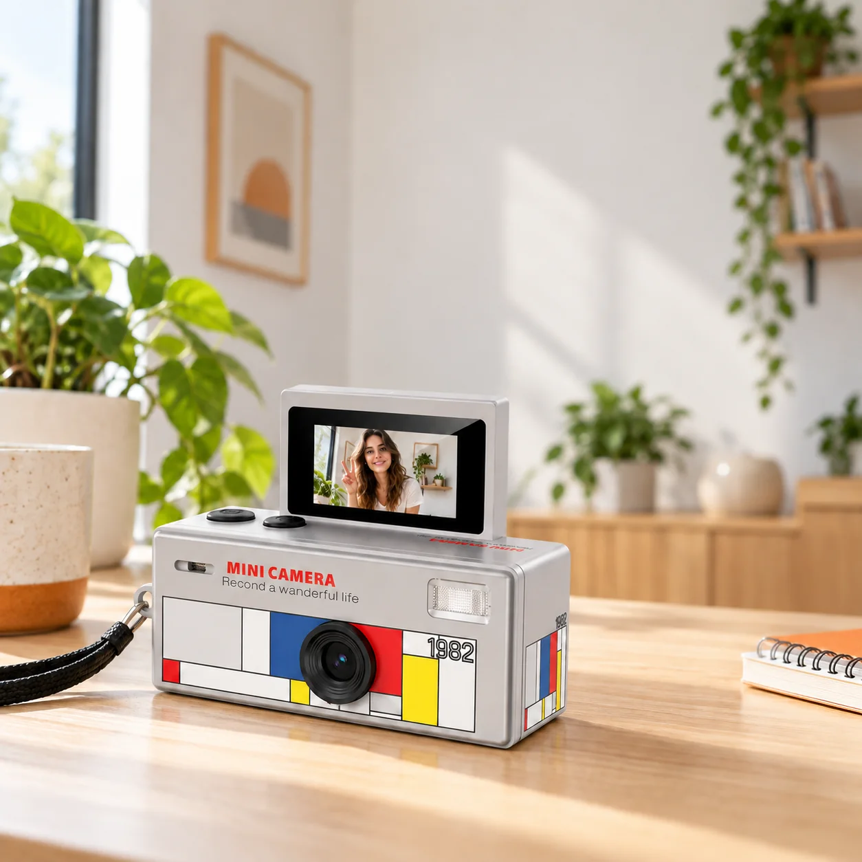 Mini câmera com tela flip: prepare o enquadramento de um autorretrato
