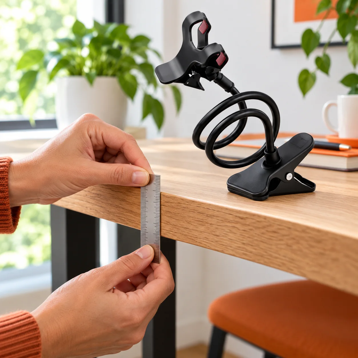 Suporte com clipe: como medir a borda da mesa antes da compra